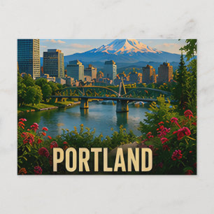 Portland Oregon rivierfront berg reis geschenk Briefkaart