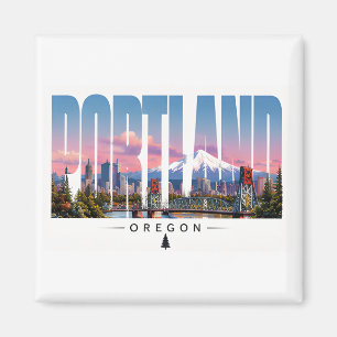 Portland Oregon Rivierfront Berg Reizen Magneet