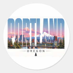 Portland Oregon Rivierfront Berg Reizen Ronde Sticker