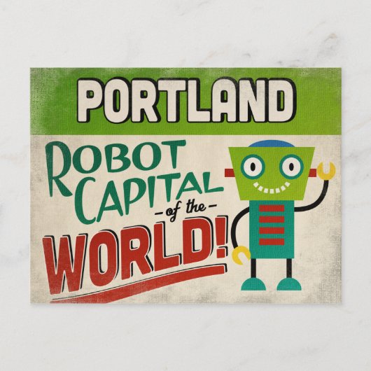 Portland Oregon Robot - Funny  Briefkaart (Voorkant)