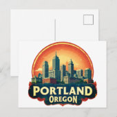 Portland Oregon Silhouet Briefkaart (Voorkant / Achterkant)