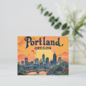 Portland Oregon Silhouet Briefkaart (Staand voorkant)