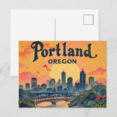 Portland Oregon Silhouet Briefkaart (Voorkant / Achterkant)