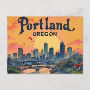 Portland Oregon Silhouet Briefkaart