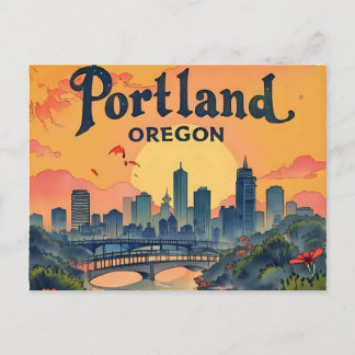 Portland Oregon Silhouet Briefkaart