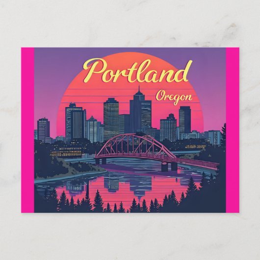 Portland Oregon Silhouet Briefkaart (Voorkant)