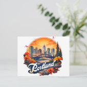 Portland Oregon Silhouet Briefkaart (Staand voorkant)