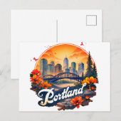 Portland Oregon Silhouet Briefkaart (Voorkant / Achterkant)