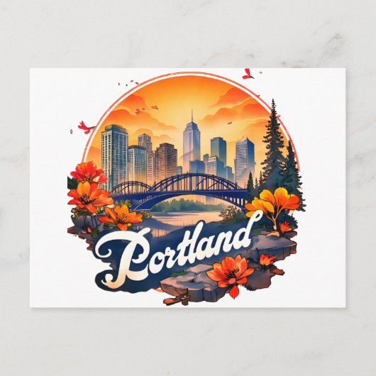 Portland Oregon Silhouet Briefkaart (Voorkant)