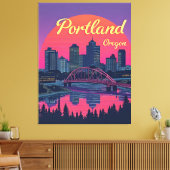 Portland Oregon Silhouet Canvas Afdruk (Insitu (Woonkamer))