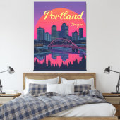 Portland Oregon Silhouet Canvas Afdruk (Insitu (Slaapkamer))