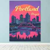 Portland Oregon Silhouet Canvas Afdruk (Insitu (Houten vloer))