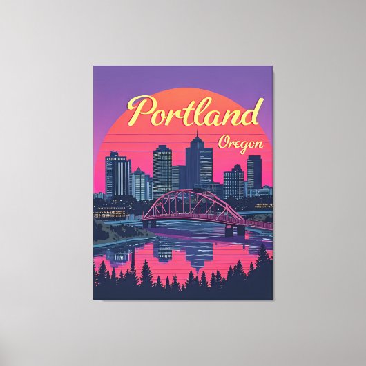 Portland Oregon Silhouet Canvas Afdruk (Voorkant)