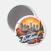 Portland Oregon Silhouet Magneet (Voorkant / Achterkant)