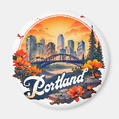 Portland Oregon Silhouet Magneet (Voorkant)