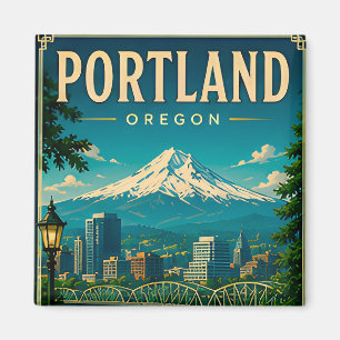 Portland Oregon Silhouette Vakantie Souvenir Magneet