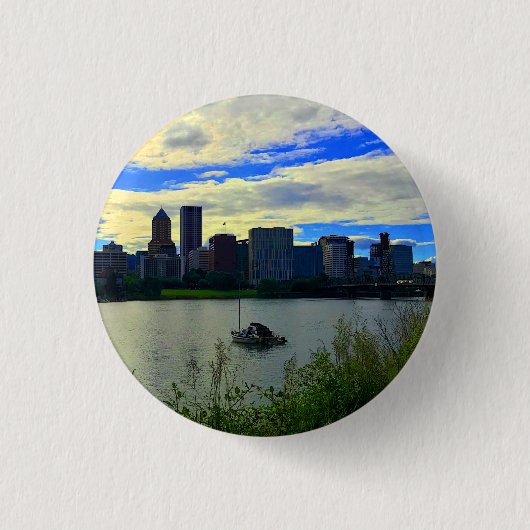 Portland, Oregon Skyline #1 Button (Voorkant)