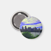 Portland, Oregon Skyline #2 Round Magnet (Voorkant / Achterkant)