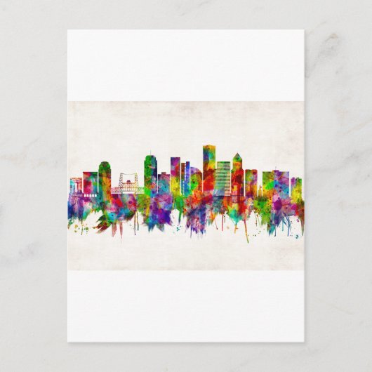 Portland Oregon Skyline Feestdagenkaart (Voorkant)