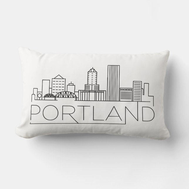 Portland, Oregon Skyline Lumbar Pillow Kussen (Voorkant)