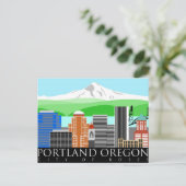 Portland Oregon Skyline met Mount Hood Briefkaart (Staand voorkant)