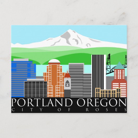 Portland Oregon Skyline met Mount Hood Briefkaart (Voorkant)