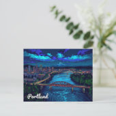 Portland Oregon Skyline Mount Hood Briefkaart (Staand voorkant)