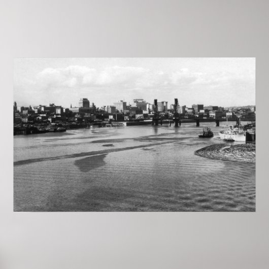 Portland, Oregon Skyline van de Willamette Poster (Voorkant)
