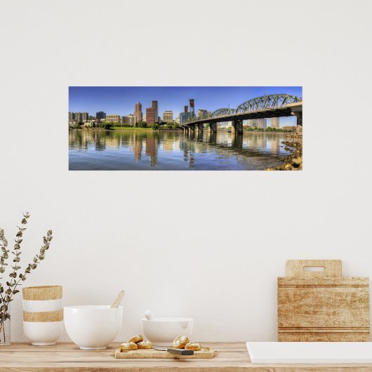 Portland Oregon Skyline Water Reflection Poster (Keuken)