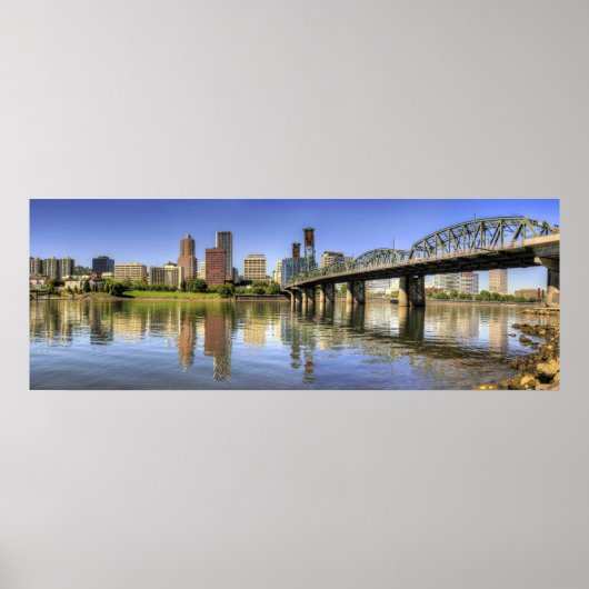 Portland Oregon Skyline Water Reflection Poster (Voorkant)