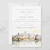 Portland Oregon Skyline Waterverf Verloving Kaart (Voorkant)