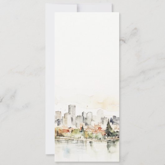 Portland Oregon Skyline Waterverf Wedding Menu Kaart (Achterkant)