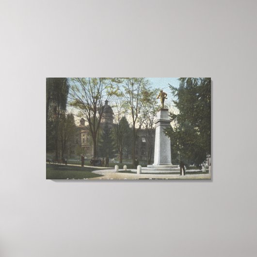 Portland, Oregon - Soldier's Monument & County Canvas Afdruk (Voorkant)