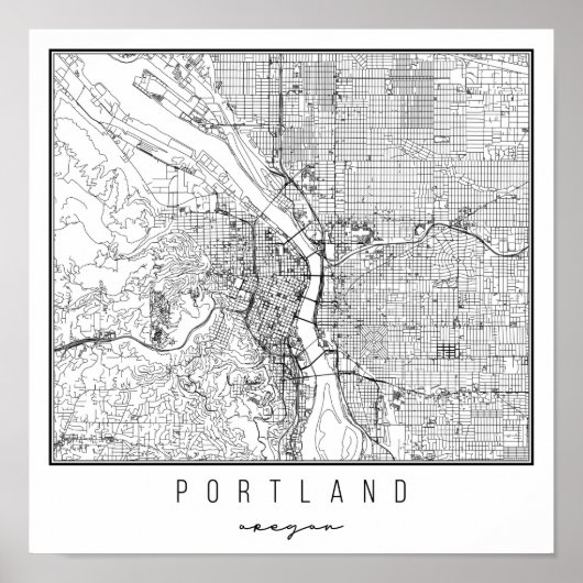 Portland Oregon Street Map Poster (Voorkant)