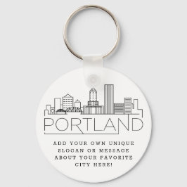 Portland, Oregon Stylized Skyline | Aangepaste slo Sleutelhanger