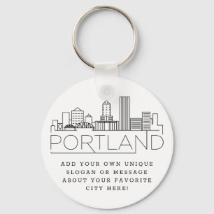 Portland, Oregon Stylized Skyline Aangepaste slo Sleutelhanger