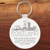 Portland, Oregon Stylized Skyline | Aangepaste slo Sleutelhanger (Voorkant)