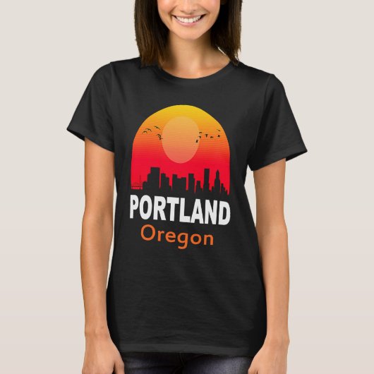 Portland Oregon Sunset Retro City, VS T-shirt (Voorkant)