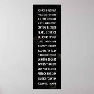 Portland Oregon Typographic Subway Art Poster