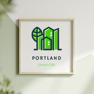 Portland Oregon US Duurzame Groene Stad Poster