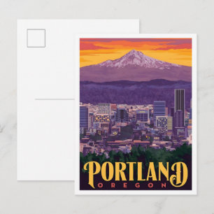 Portland Oregon USA Vintage Reis Kunst Briefkaart