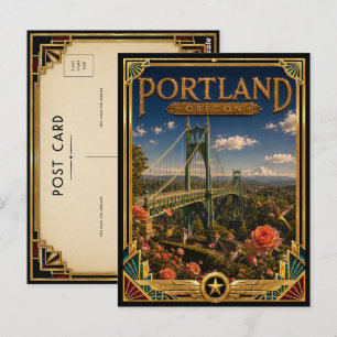 Portland Oregon Vintage Art Deco Gouden Tijdperk Briefkaart