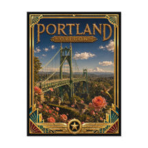 Portland Oregon Vintage Art Deco Gouden Tijdperk