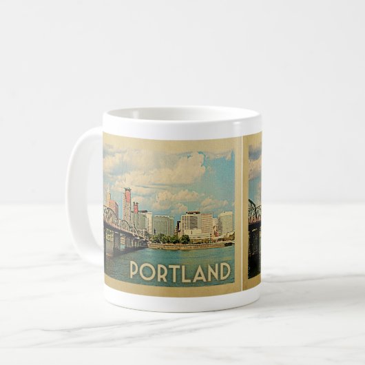 Portland Oregon Vintage Koffiemok (Voorkant links)
