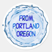 Portland Oregon Water Splash Ronde Sticker (Voorkant)