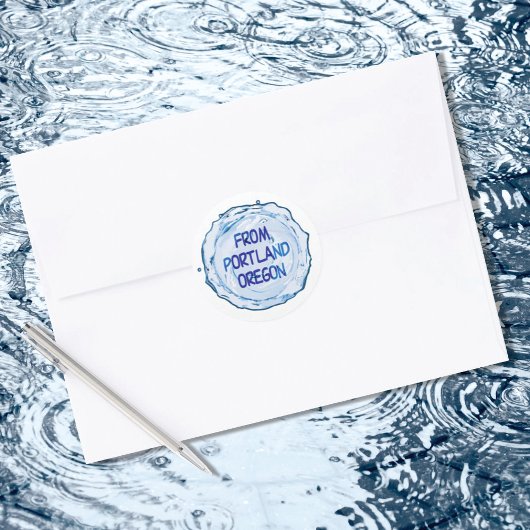 Portland Oregon Water Splash Ronde Sticker