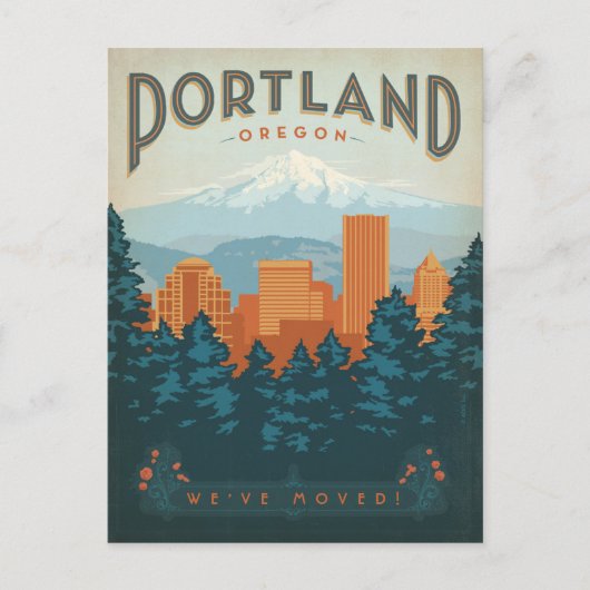 Portland, Oregon | We hebben ons verplaatst Uitnodiging Briefkaart (Voorkant)