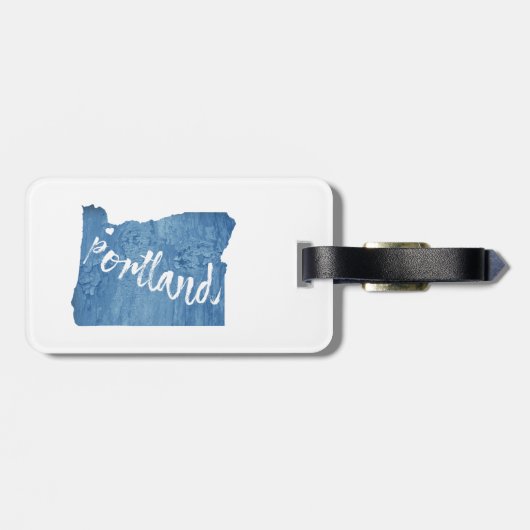Portland, Oregon Wood Grain Bagagelabel (Achterkant horizontaal)