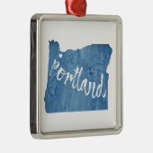 Portland, Oregon Wood Grain Metalen Ornament (Rechts)
