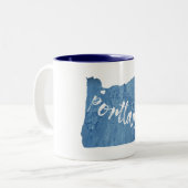 Portland, Oregon Wood Grain Tweekleurige Koffiemok (Voorkant links)